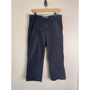 Frank & Eileen Blackstone Pants Womens 10 Washed Black Cropped Raw Hem Stretch